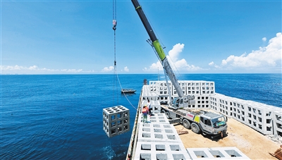 文昌冯家湾海洋牧场建设项目昨投放人工鱼礁