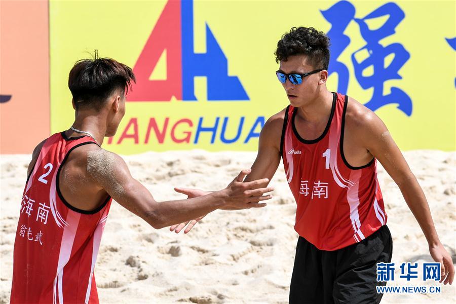 全运会沙滩排球男子小组赛:海南队胜天津队(2