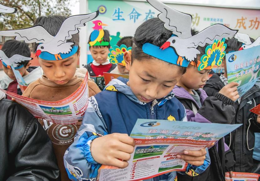 江苏东海：地球日遇上爱鸟周 科普宣传进校园