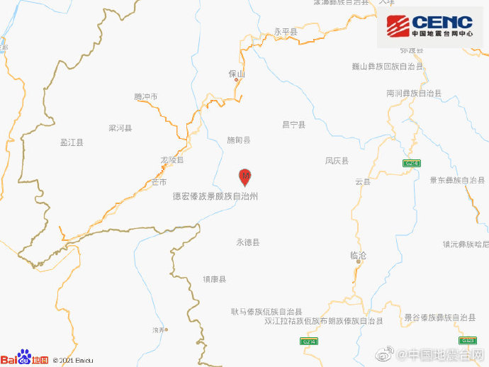 云南保山市施甸县发生4.7级地震 震源深度8千米