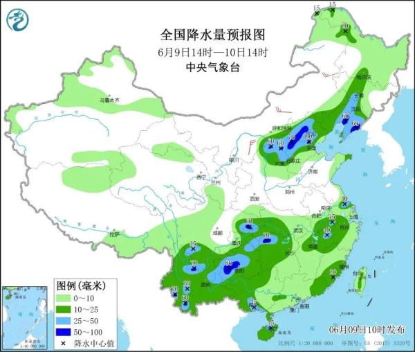 北京今天到明晨有明显降雨，伴短时强降水和大风，出行注意防护！