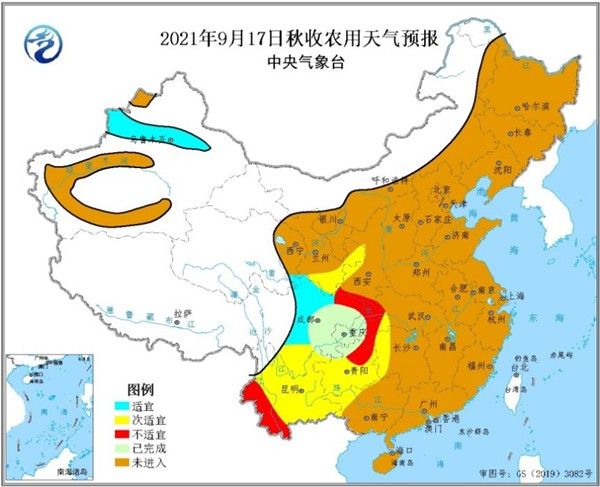 预计未来3天甘肃四川部分地区多雨对秋收不利