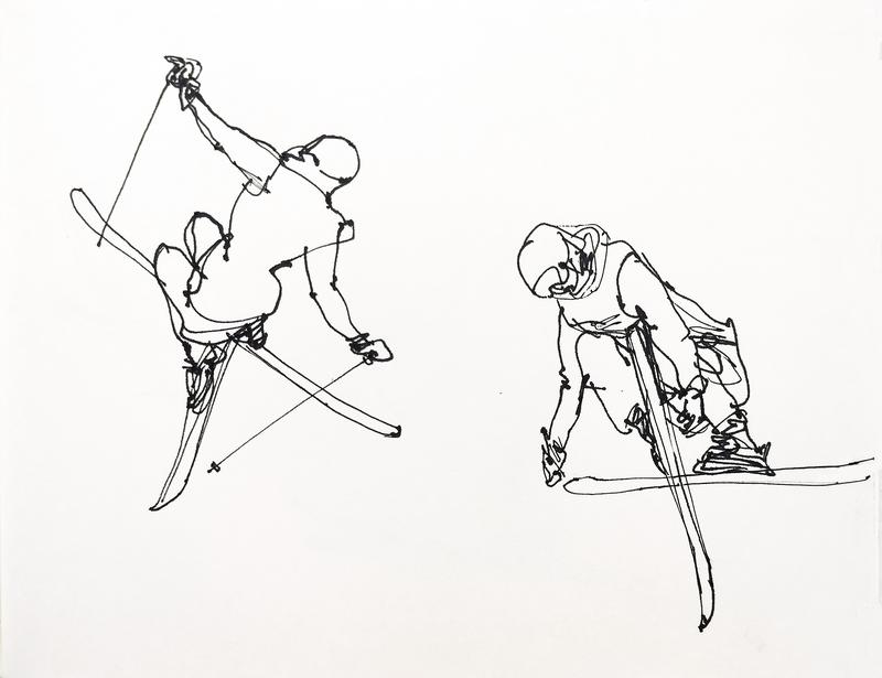 短道速滑运动员素描图片