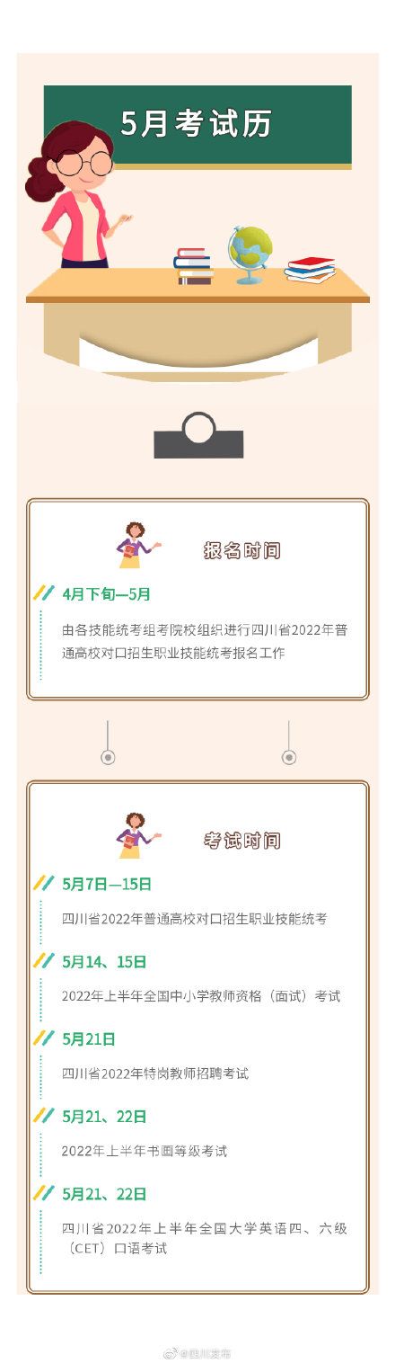 2022年5月四川教育考试月历新鲜出炉！