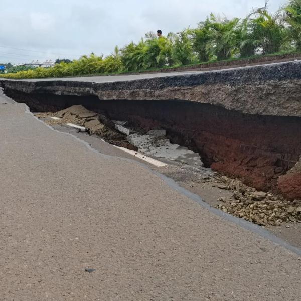 海南一省道出现长度约100米的塌陷！已交通管控！
