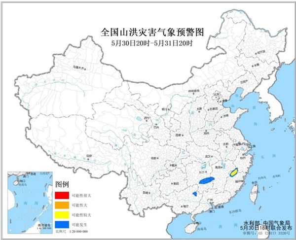 山洪灾害气象预警 浙江福建江西等5省区部分地区可能发生山洪