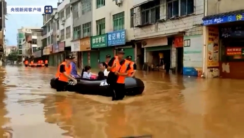 江西龙南多个乡镇出现洪涝 城区部分低洼地带已受淹