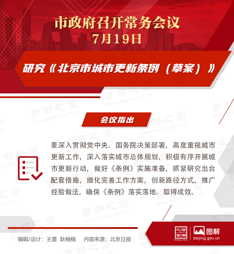 北京市政府常务会议：研究《北京市城市更新条例（草案）》