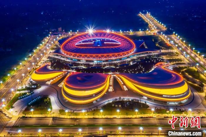 航拍新建成的四川乐山奥林匹克体育中心