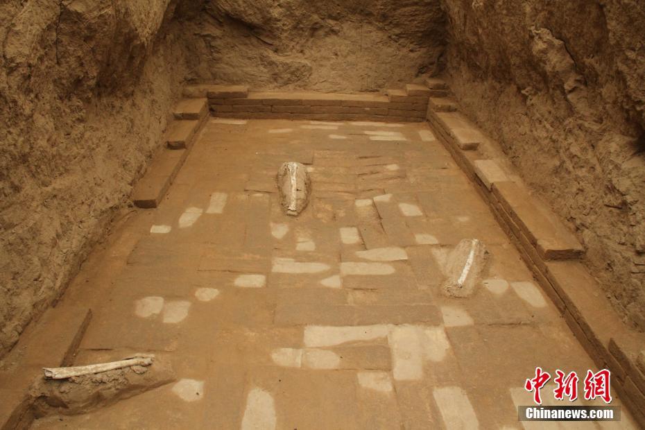 西安东汉墓葬发现龙纹铺地砖