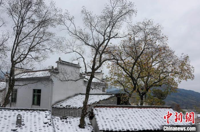 在安徽省黟县宏村风景区拍摄的银装素裹的雪景。　施亚磊 摄