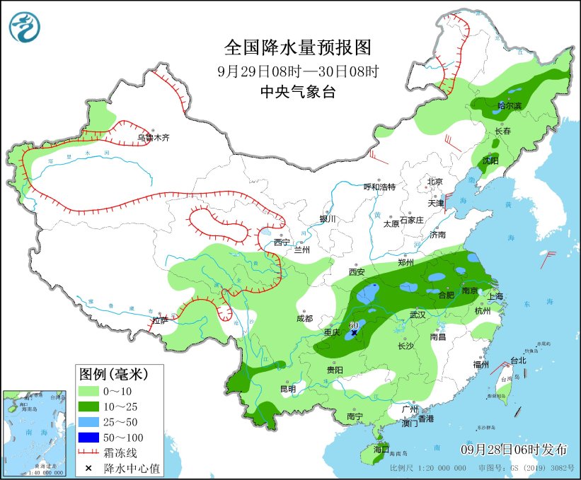 内蒙古和东北地区将有大风降温天气 华西地区持续阴雨