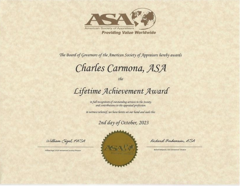 GUILD创始人Charles Carmona荣获美国评估师协会终身成就奖