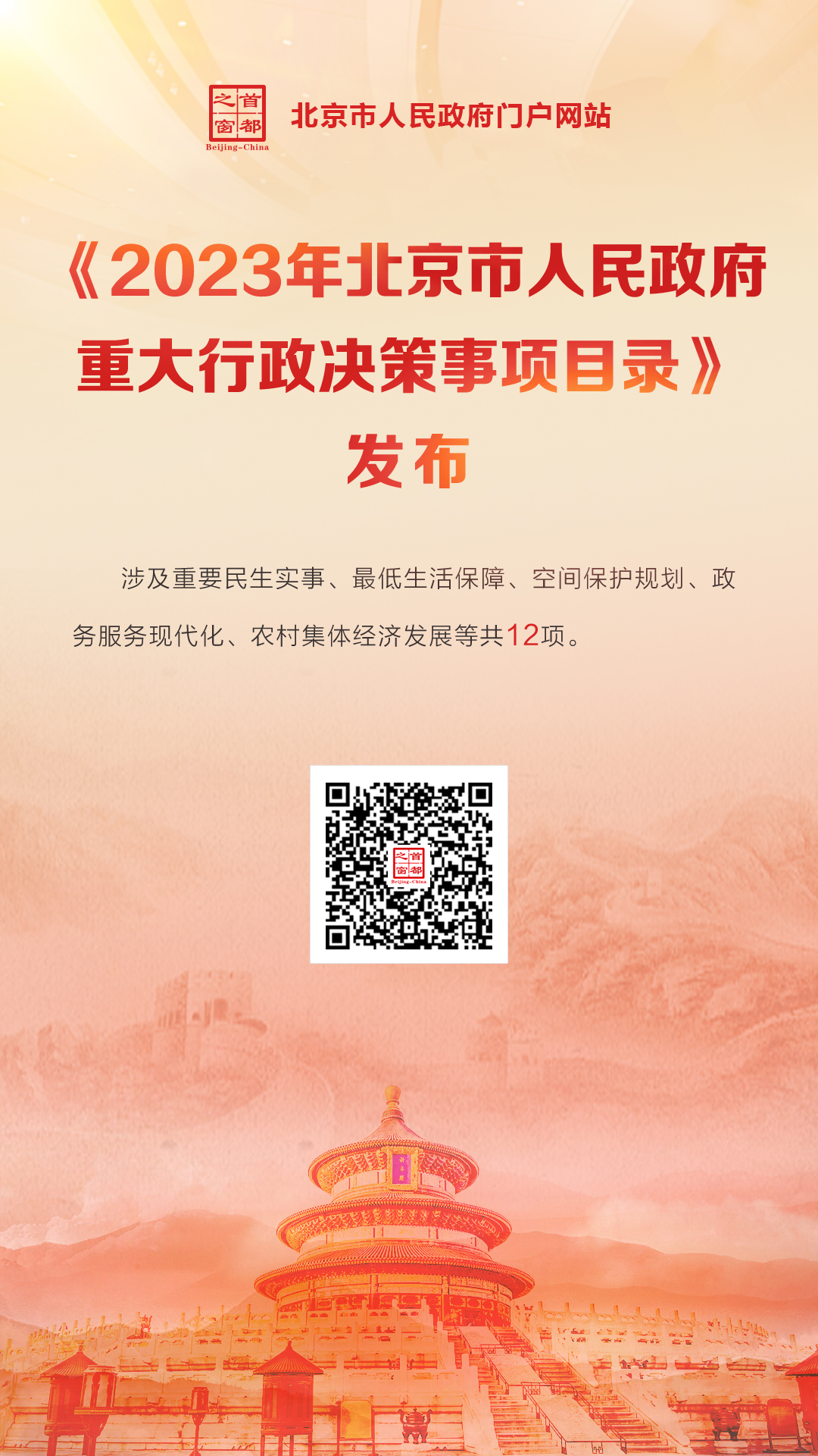 海报：《2023年北京市人民政府重大行政决策事项目录》发布