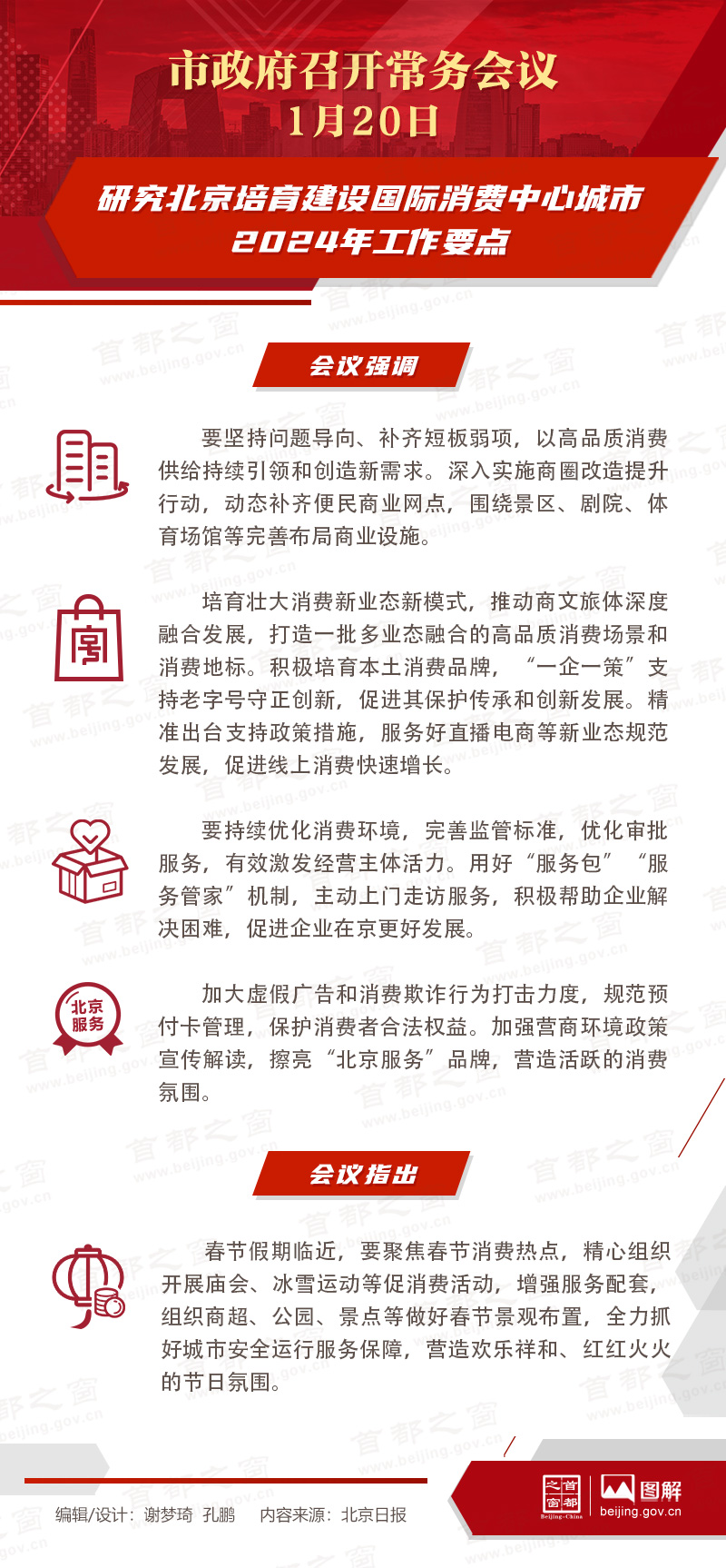 市政府常务会议图解：研究北京培育建设国际消费中心城市2024年工作要点