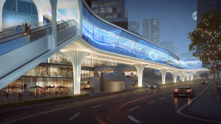 重庆观音桥商圈建“空中连廊” 8D魔幻城市将添新地标