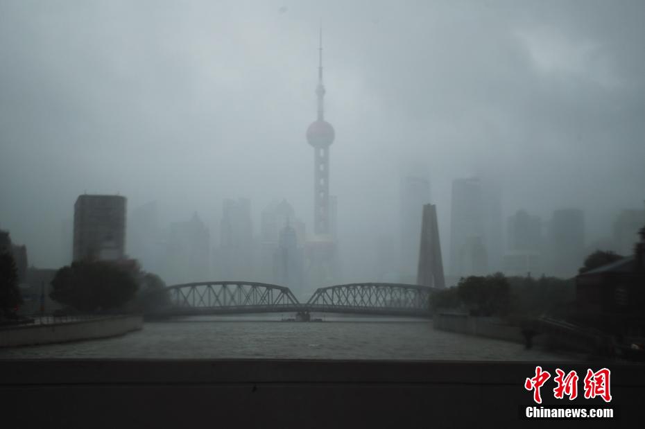 台风“贝碧嘉”登陆上海 申城市区狂风骤雨