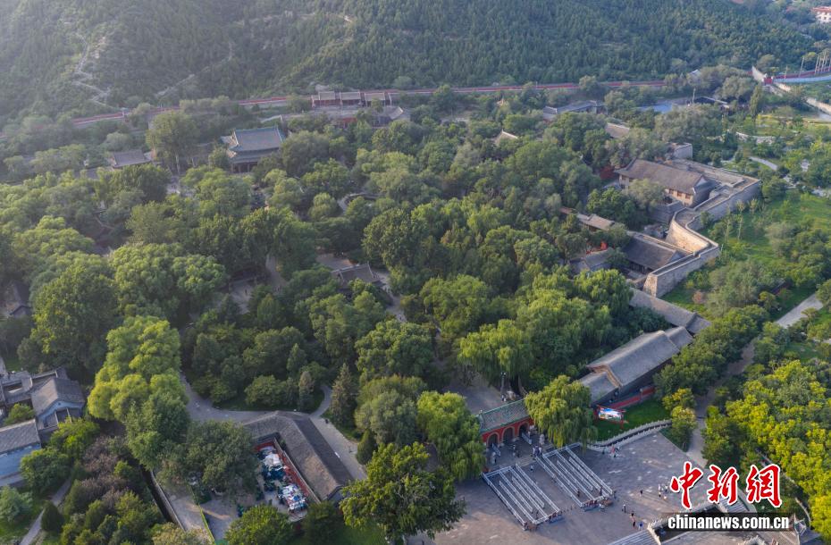 航拍山西晋祠风景