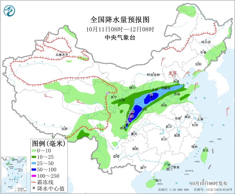 四川盆地北部至华北等地多降雨 江南大部华南北部仍有高温天气