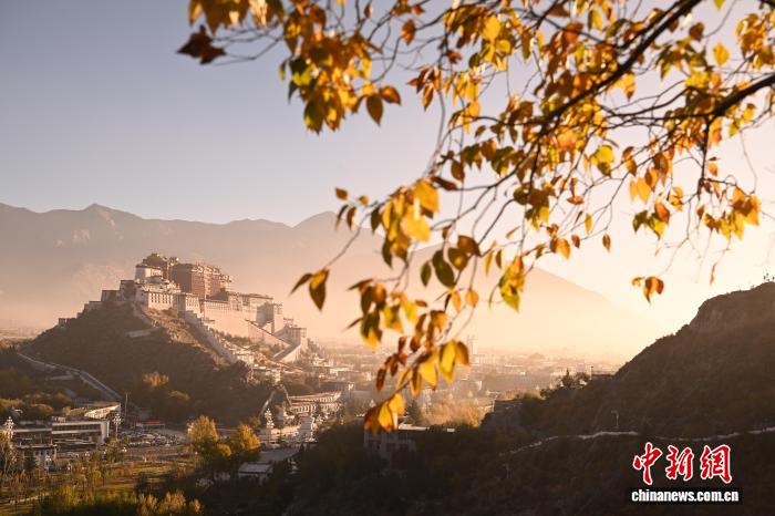 拉萨团结公园秋景如画
