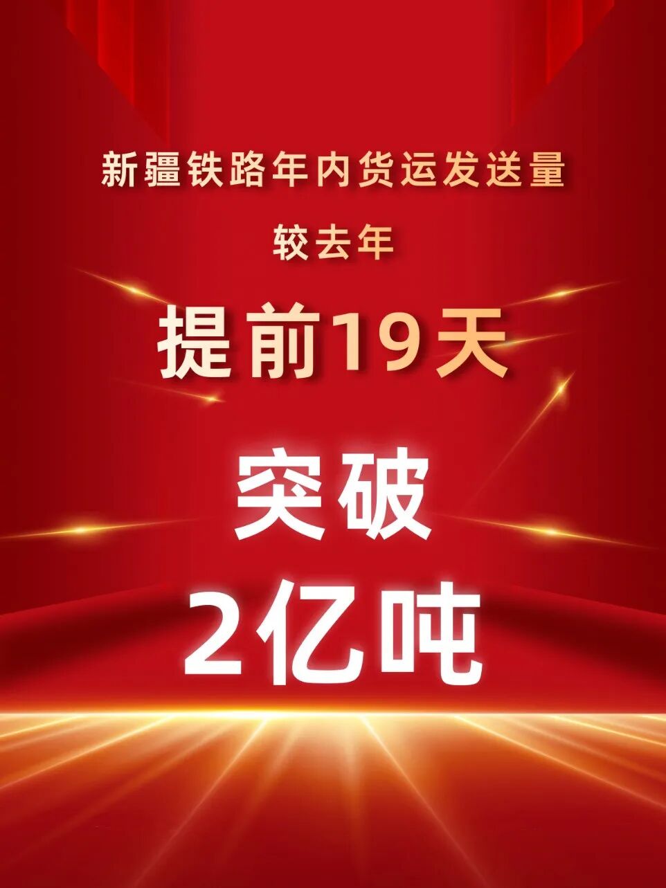 新疆铁路年内货运发送量较去年提前19天突破2亿吨