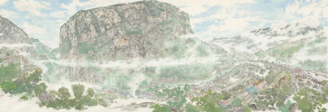十四艺节 | 重庆61件作品入选全国三大展览 唐德福《西部交通走廊——豆沙关》215x625cm 中国画 2024年.jpg