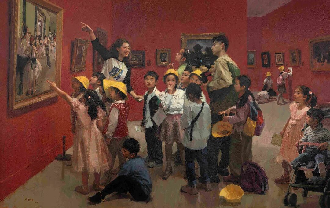 十四艺节 | 重庆61件作品入选全国三大展览 方经纬 《以美育心》油画 220x350cm 2025年.jpg