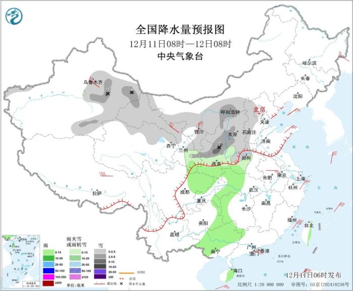 寒潮继续影响我国大部地区 华北、黄淮等地有大范围雨雪
