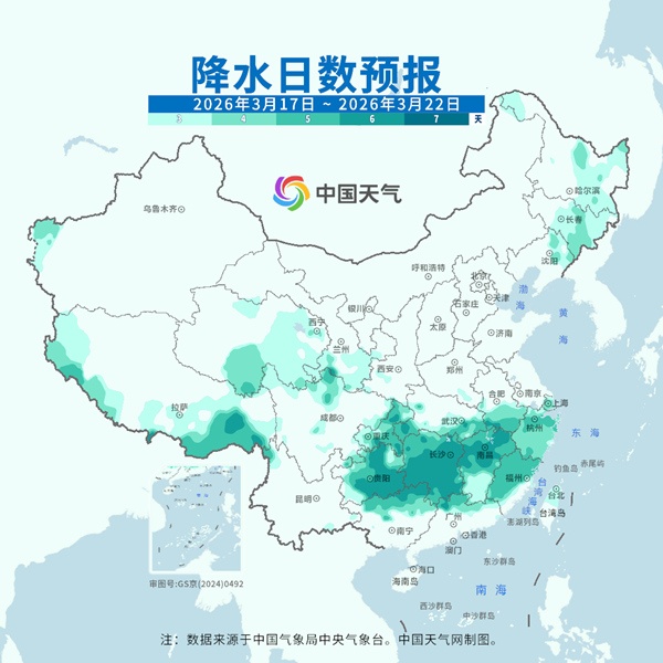 南方持续阴雨模式 贵州湖南等地雨日可达6天