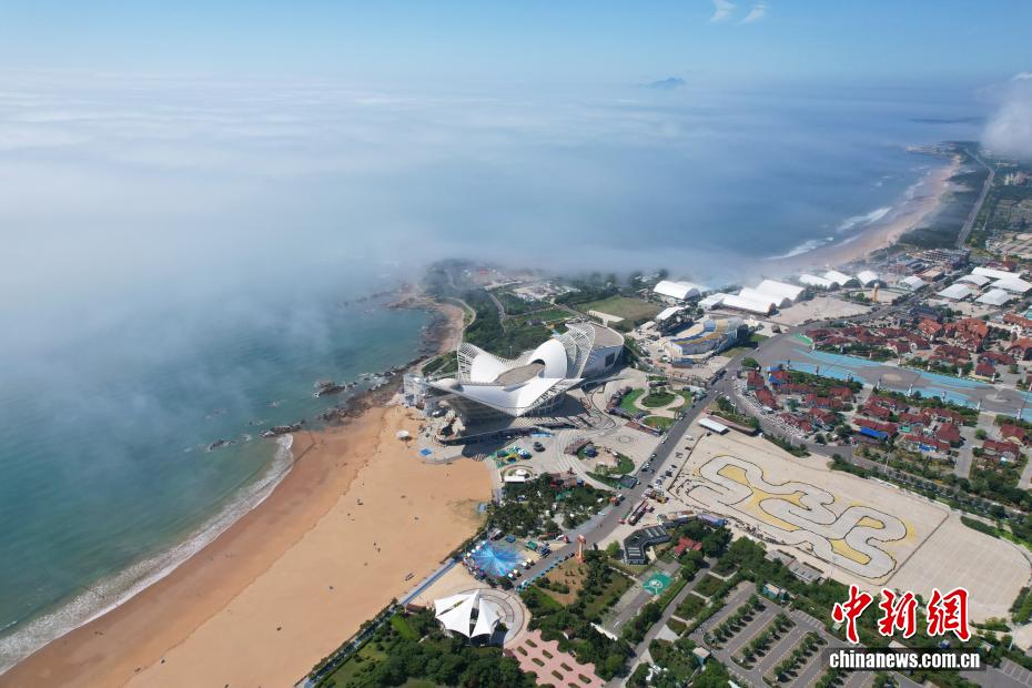山东青岛再现平流雾景观