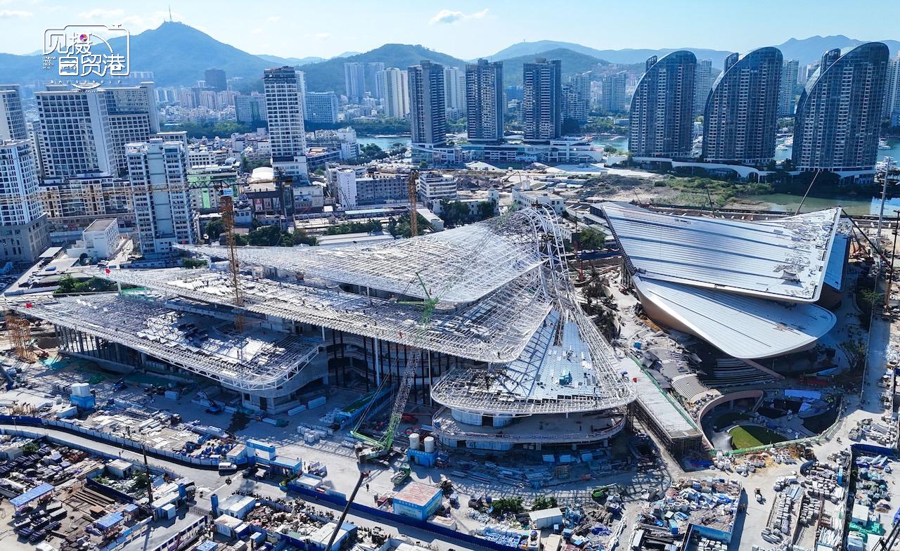 见摄自贸港·一线直击|海南国际文化交流中心项目钢结构封顶