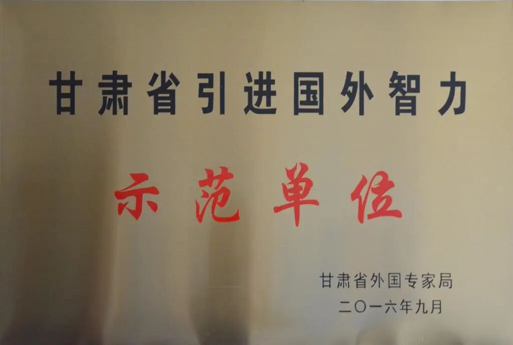 升本二十年|述年华 ·合作交流:开放融通二十载 合作共赢谱新篇 2016年9月,学校获“甘肃省引进外国智力示范单位”称号.jpg