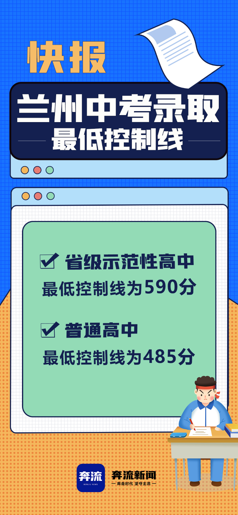 2022年兰州城区普通高中录取最低控制线确定