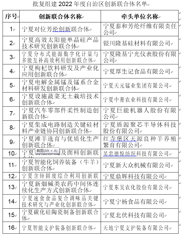 宁夏组建首批创新联合体推动关键核心技术联合攻关