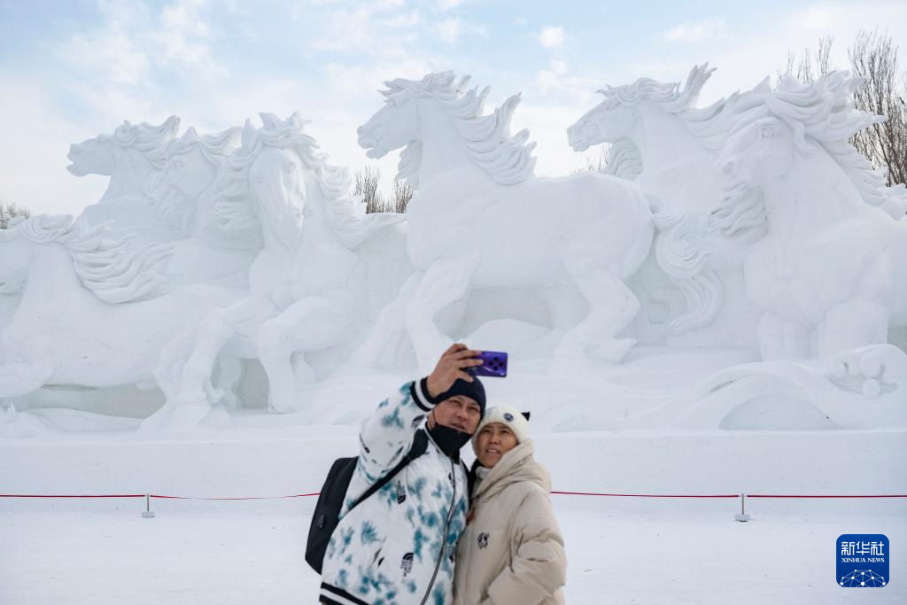 雪雕艺术添彩冬日哈尔滨