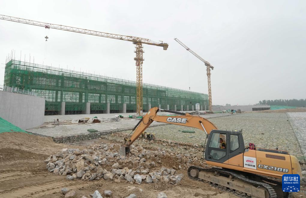 河北高碑店：兰沟洼蓄滞洪区工程建设忙
