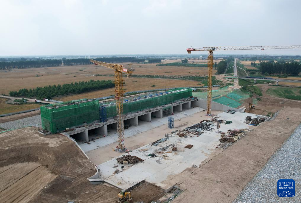 河北高碑店：兰沟洼蓄滞洪区工程建设忙