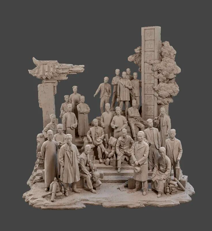 十四艺节 | 重庆61件作品入选全国三大展览 李震 《断简·续章——国立艺专迁播纪》195cm×190cm×200cm 雕塑(树脂)2024年.jpg