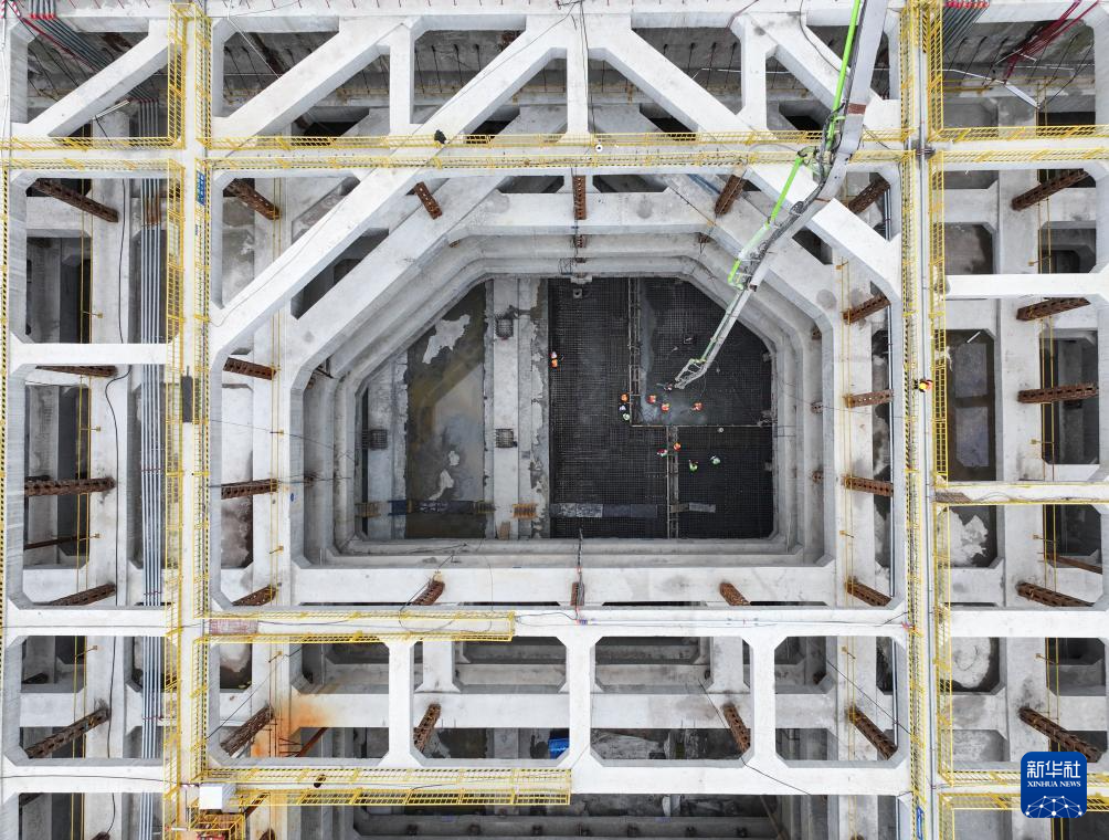 新建沪宁合高铁海门北站核心区基坑底板顺利封底