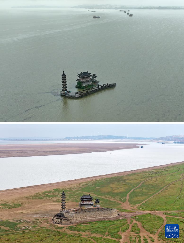 鄱阳湖跌破极枯水位 通江水体面积减九成