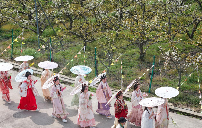 江苏如东:千亩梨园解锁春游新玩法