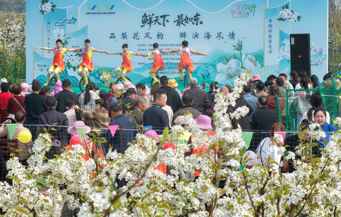 江苏如东:千亩梨园解锁春游新玩法