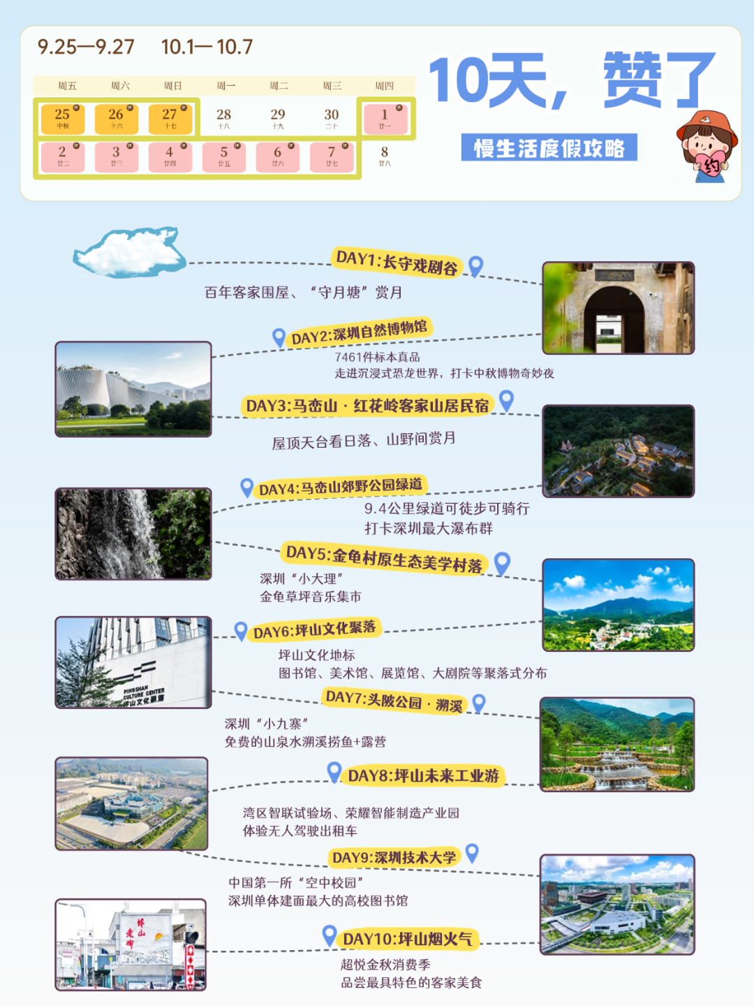 3天6天7天10天13天!你的中秋国庆,别纠结了,就坪山了!照单收!